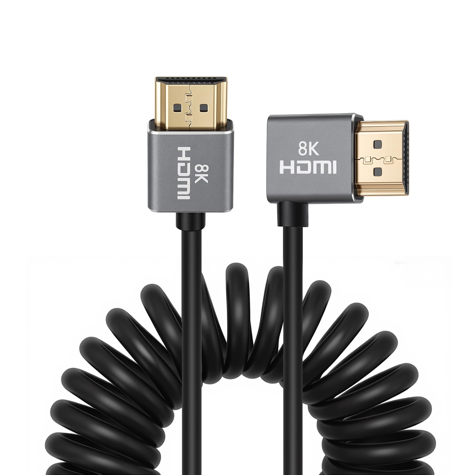 Cabo HDMI 8K HDMI 2.1 HDMI para Xbox Serries X PS5 PS4 PS4 Chromebook Laptops 60Hz HDMI Splitter Cable Digital Cable (HDMI, dobra esquerda, enrolado)