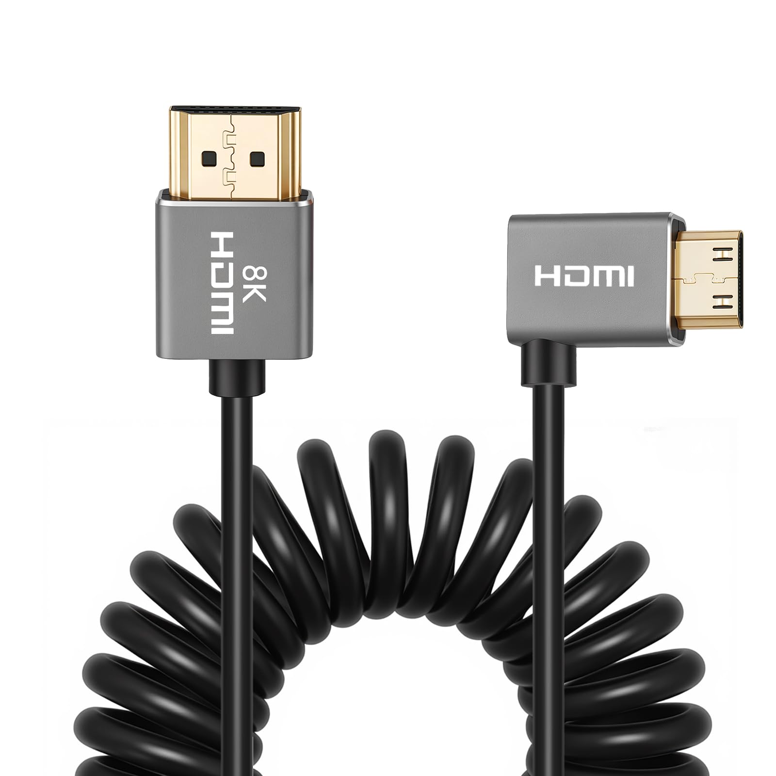 Cabo HDMI 8K HDMI 2.1 HDMI para Xbox Serries X PS5 PS4 PS4 Chromebook Laptops 60Hz HDMI Splitter Cable Digital Cable (Mini HDMI, Curva Esquerda, Enrolado)