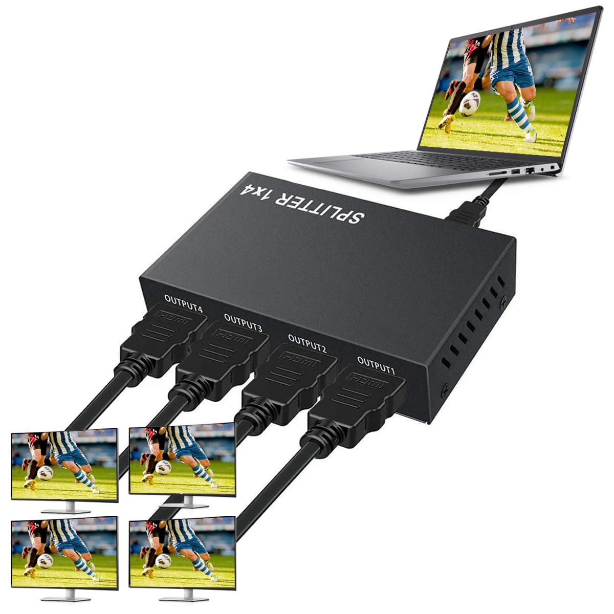 Divisor HDMI Splitter Duplicador e Multiplicador de Canais HDMI 4x1 Monitor