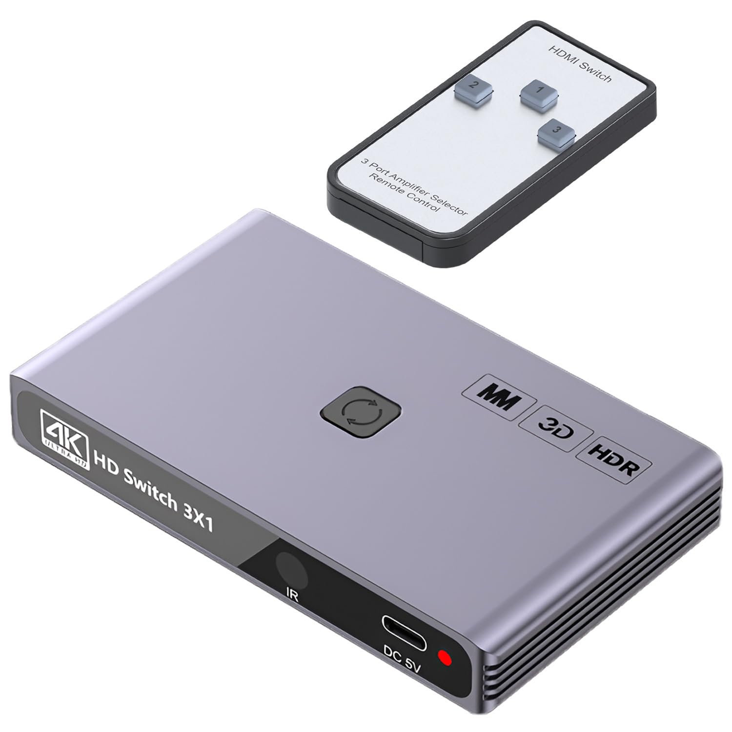 MMOBIEL Switch Hdmi 4K@60Hz 3 Entradas E 1 Saída – Divisor Hdmi Bidirecional – Hub com Controle Remoto – Hub para Tv, Monitor Etc. – Compatível com Apple Tv, Xbox, Ps5/4, Firestick Etc. – Alumínio