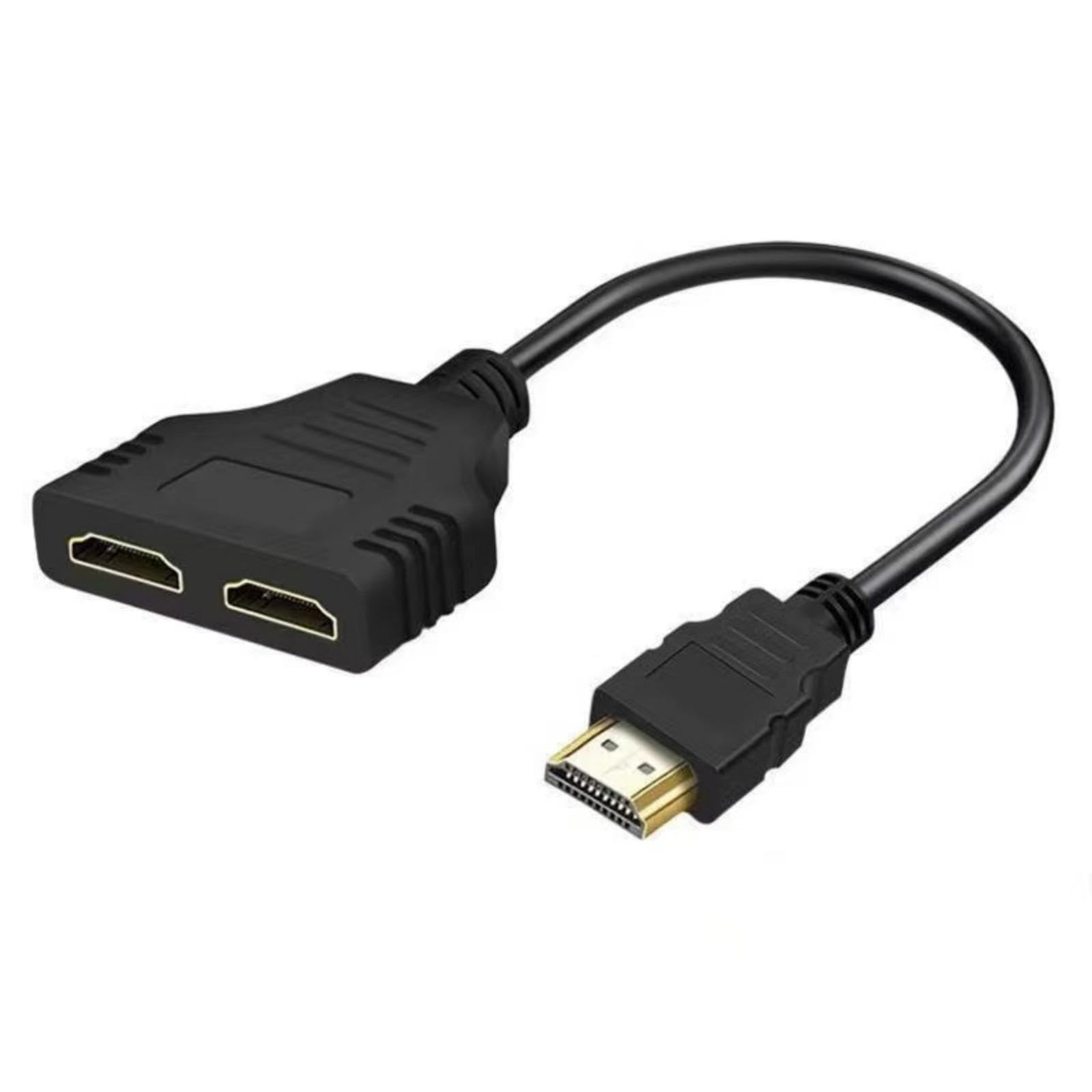 MLKOSS Divisor HDMI 1x2, 1 entrada e 2 saídas, macho para duas fêmeas, repetidor divisor com alimentação HDMI, amplificador HDMI compatível com HD 1080p para HDTV DVD novo