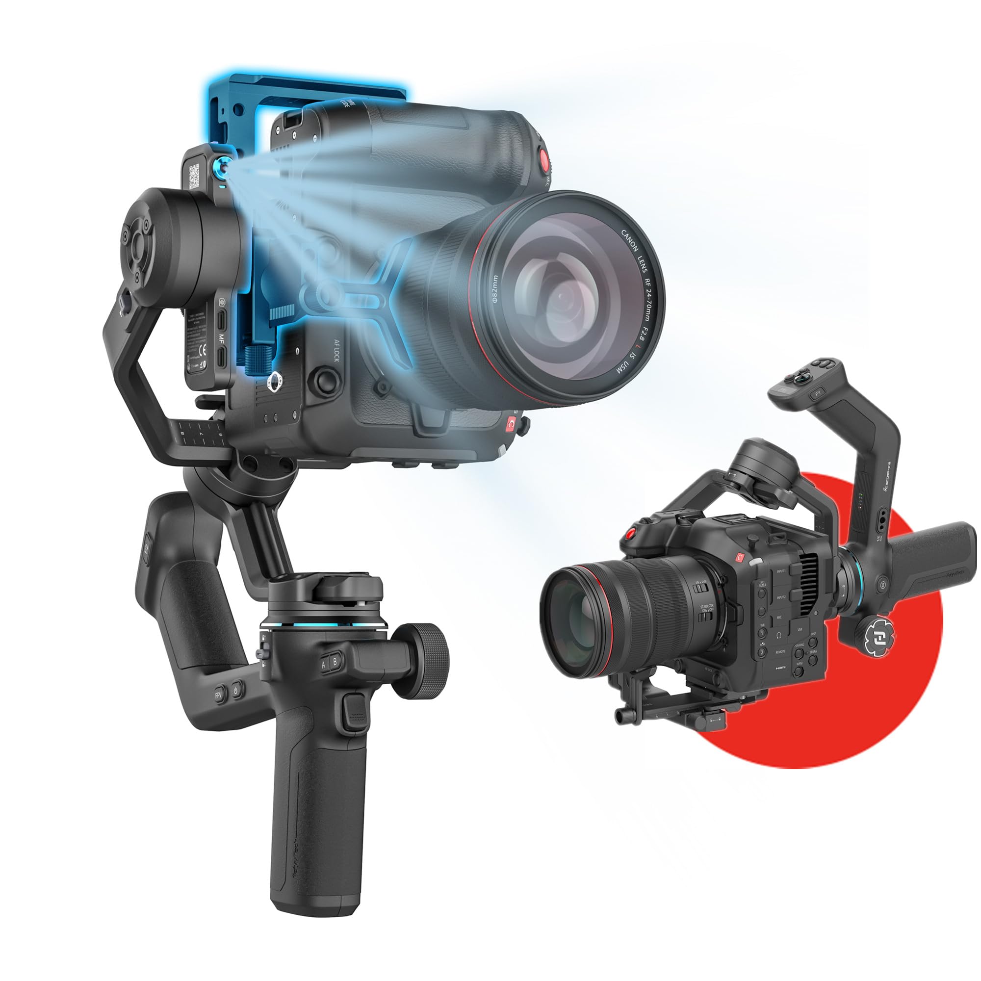 FeiyuTech SCORP-C2 Gimbal estabilizador DSLR e câmera mirrorless, câmera Gimbal com rastreamento de IA integrado, disparo vertical nativo, carga útil de 3,5 kg/7,72 lbs para Canon/Sony/Panasonic/Nikon