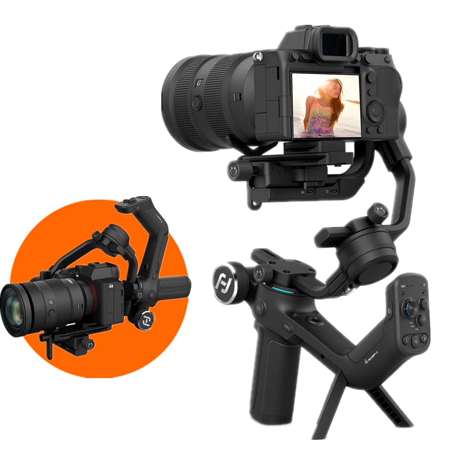 FeiyuTech Gimbal estabilizador de câmera SCORP-C para DSLR e câmera mirrorless, gimbal portátil de 3 eixos, carga útil de 2,5 kg