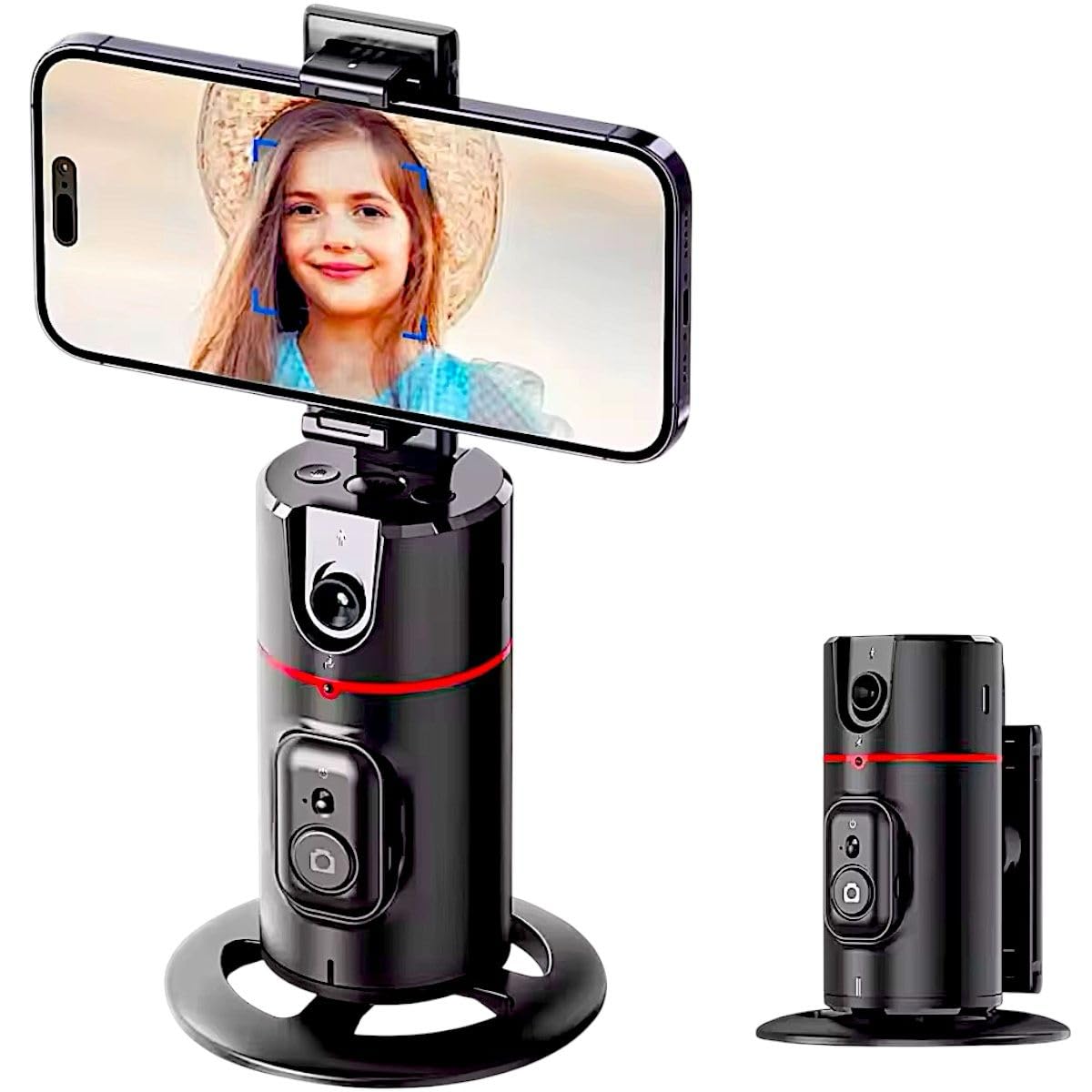 Suporte Gimbal de Mesa 360° com Rastreamento Facial, Controle Remoto, LED Integrado, Bateria 1200mAh, Compatível Android e iOS