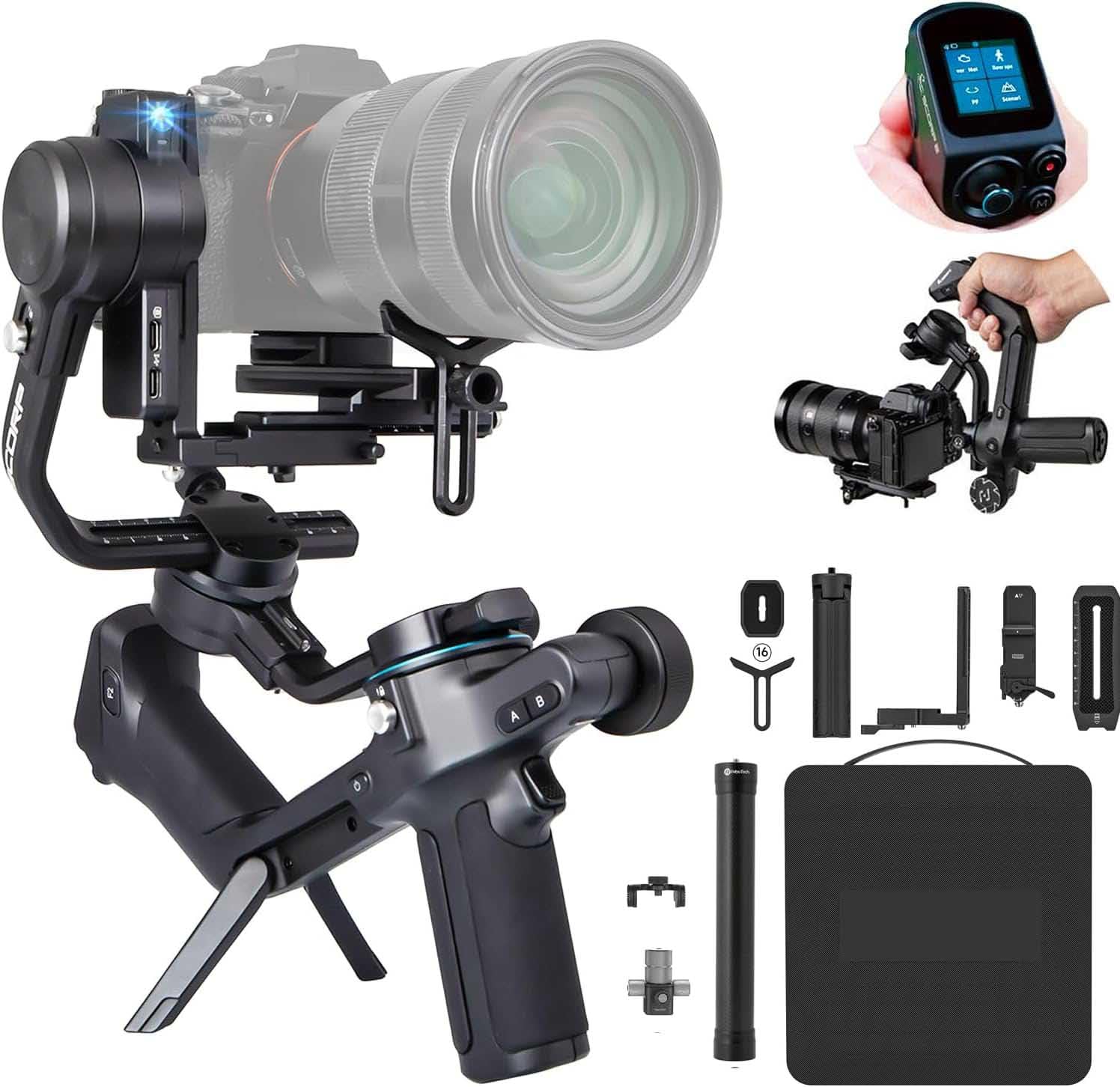 Estabilizador gimbal Scorp 2 Kit,adequado para câmeras DSLR e sem espelho,rastreamento Al integrado,capacidade máxima de carga de 2,5 kg,compatível com câmeras Sony/Canon/Nikon