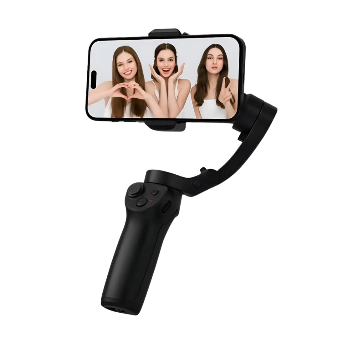 Estabilizador Gimbal PEI-M01b 3 Eixos Bluetooth 5.2 | Bateria 3600mAh, Até 8 Horas de Uso, Rastreamento Inteligente, Carregamento Tipo-C, iOS e Android