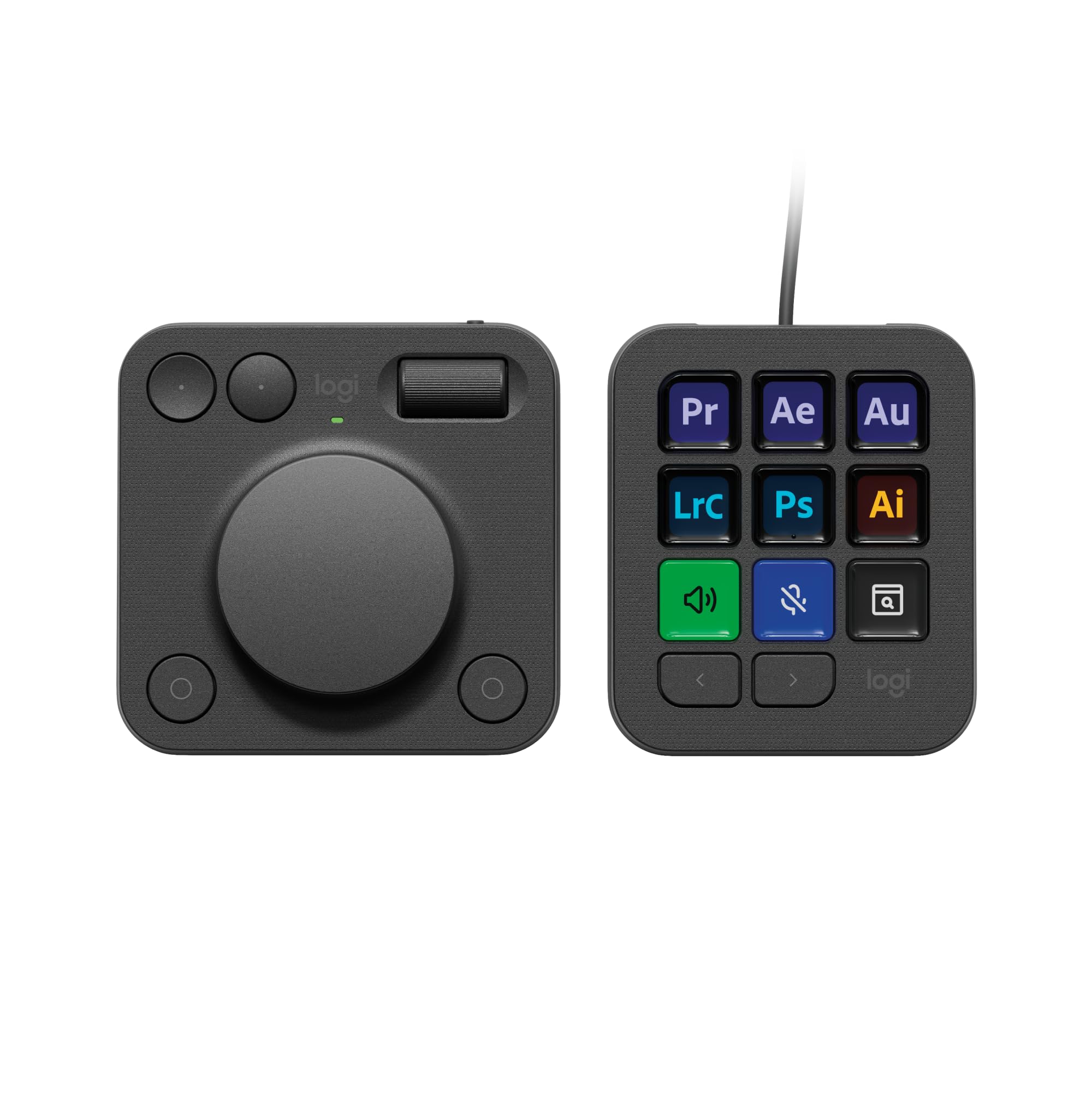Logitech MX Creative Console, 9 teclas LCD personalizáveis, acessórios de stream deck, mostrador de controle para design gráfico, Adobe, Zoom, Spotify - Grafite, assinatura de 3 meses da Adobe