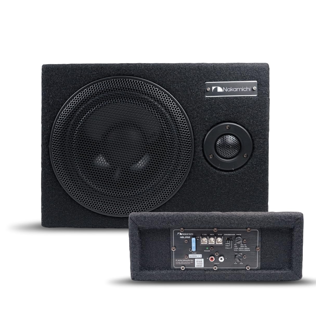 Caixa Subwoofer Amplificado Slim 600w 8 Polegadas Automotivo Nakamichi Auto Falante Som Potente 100w RMS Revestimento Feltro Carros Cor Preto