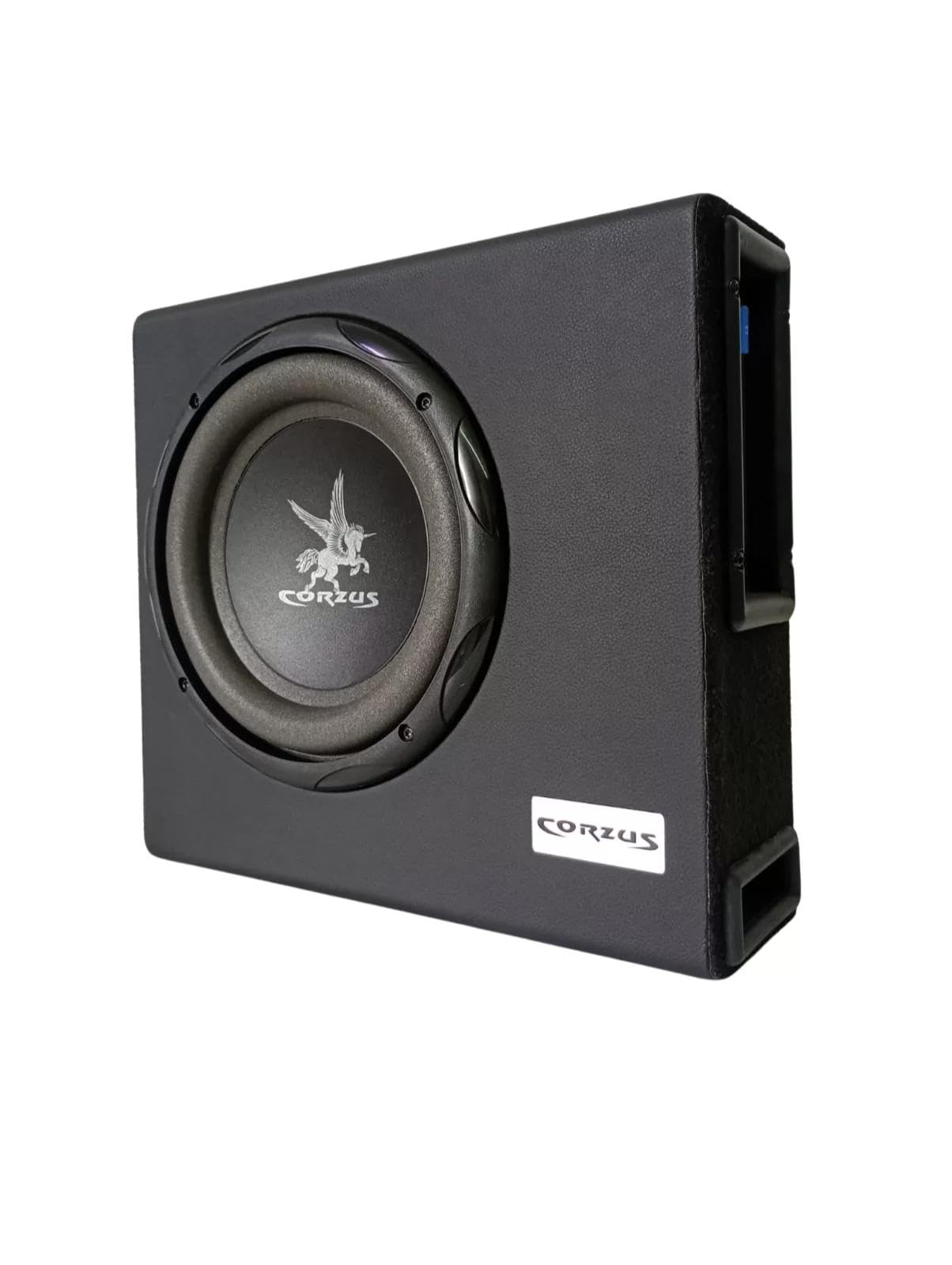 Caixa Subgrave Automotiva Amplificada Corzus CXMS303 mini SLIM, MDF, Compacta, Ideal para Pick Ups, 2 Saídas Stereo, Subwoofer de 8 polegadas 350 Watts RMS