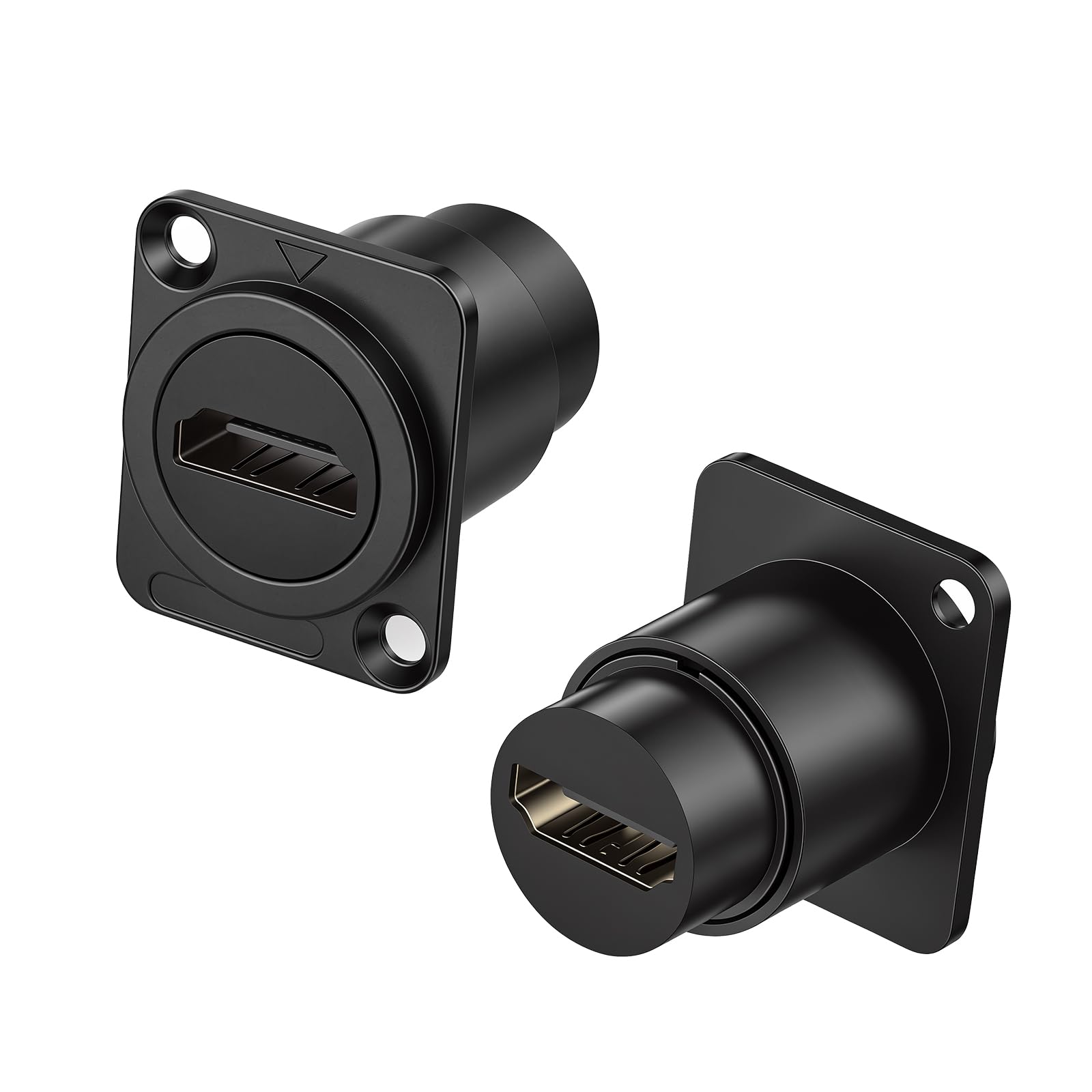 Pacote com 2 conectores fêmea de extensão de anteparo HDMI tipo D Montagem em painel HDMI 4K 60hz HD para suporte de gabinete de suporte de vídeo servidor