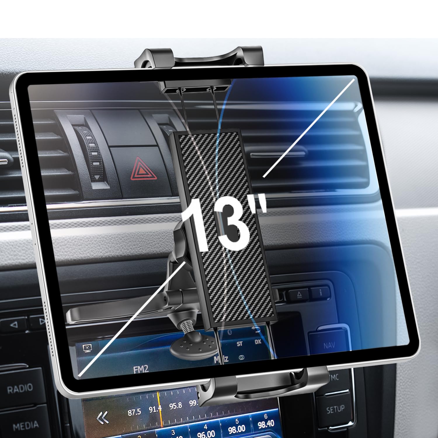 Suporte de carro para tablet com compartimento de CD, suporte para iPad e iPad para carro, compatível com iPad Pro 12.9 Air Mini, Galaxy Tabs, Surface Pro/Go, iPhone de 5,5 a 13 polegadas, tablets e dispositivos