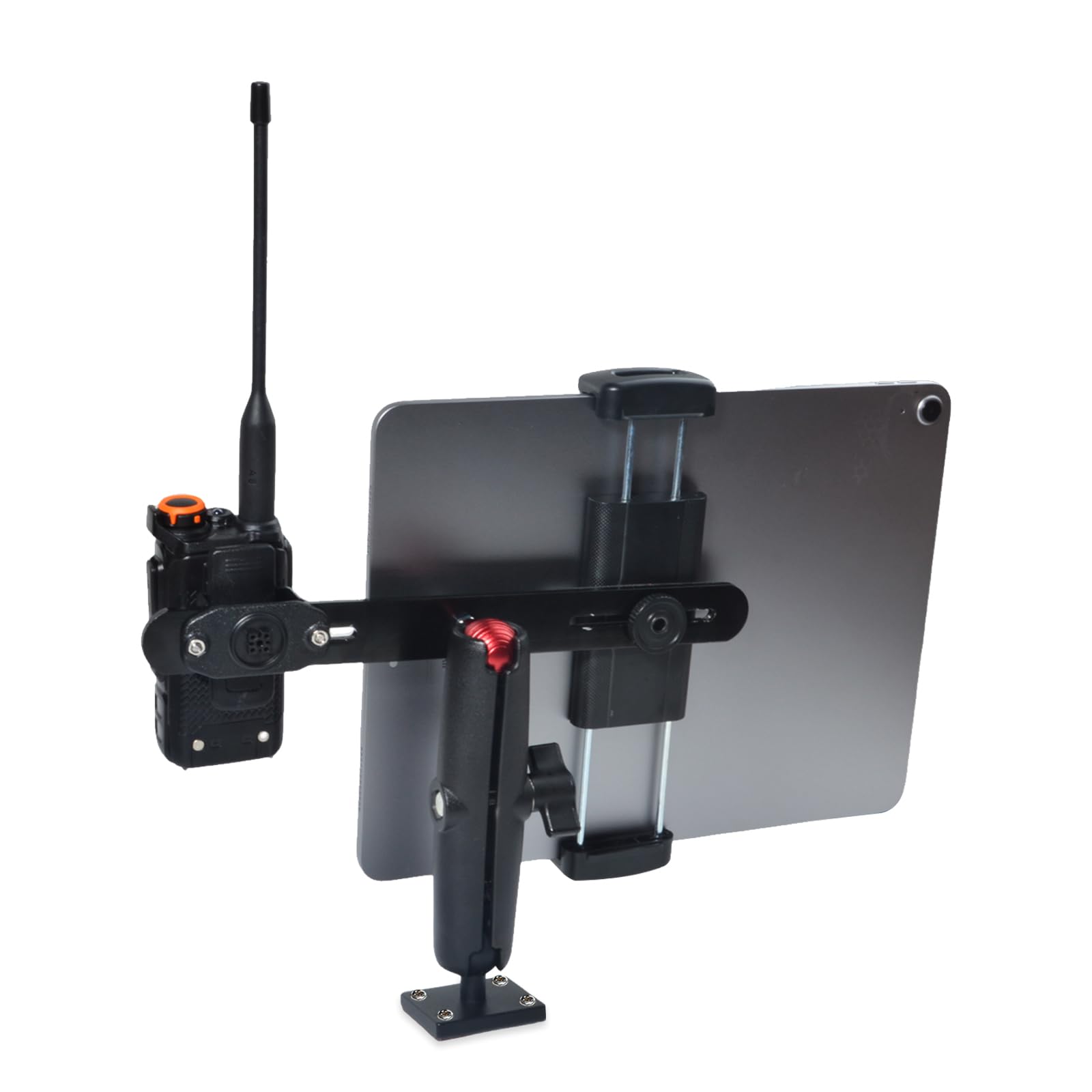 HYS Suporte para tablet com base de broca resistente para iPad Samsung Galaxy Tab de 12.7 cm-33.0 cm, GPS, suporte universal portátil de rádio CB/microfone, para mesa, carro, parede, caminhão, painel