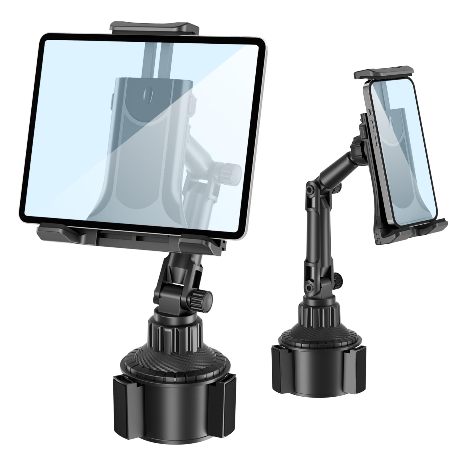 Suporte de iPad para carro, suporte de telefone de copo, braço longo ajustável de rotação universal de 360°, para celular de 4 a 13 polegadas, iPhone iPad, acessórios de viagem