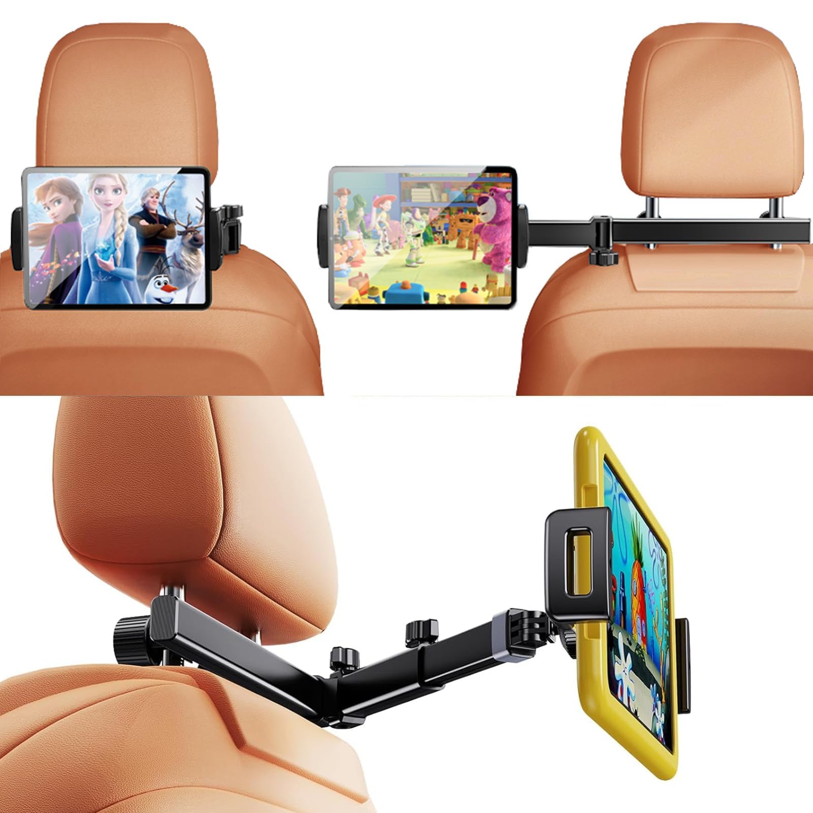 Suporte de tablet para banco traseiro de carro, encosto de cabeça de carro, assento traseiro para crianças e adultos, suporte para tablet ipad para carro traseiro de viagem essencial (D6-H【4,7
