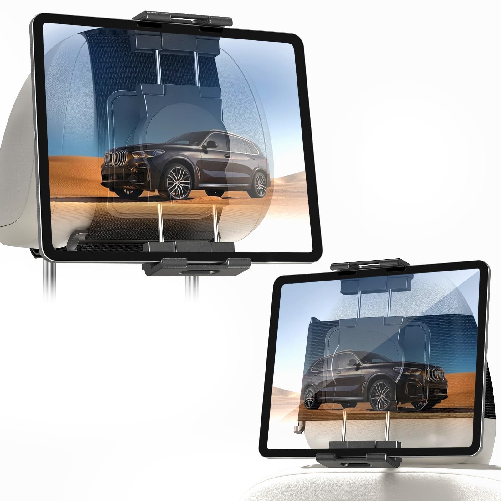 OHLPRO Suporte de tablet para encosto de cabeça de carro, assento traseiro, iPad, carro, essenciais para viagens de carro essenciais para crianças de 4,7 a 12,9 polegadas, como iPad Pro, Air, Mini