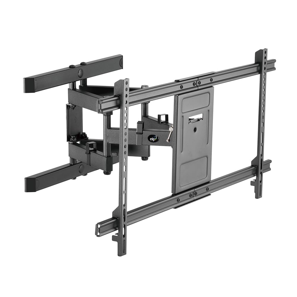 Suporte de TV Articulado de Parede, Inclinação Horizontal e Vertical, Peso Máximo de 60 Kg, TVs Planas e Curvas de 50'' a 90'', Preto, A02V8N, ELG