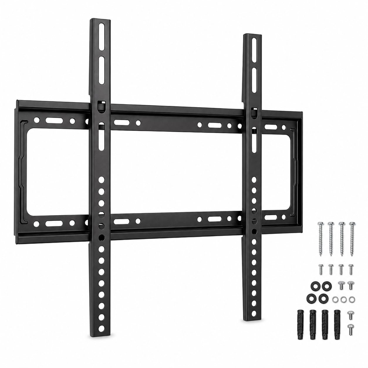 Suporte Fixo Para TV de Parede 26 a 63 Polegadas Até 50 kg | Aço Carbono Reforçado, Trava de Segurança e Kit de Instalação Preto, VESA 200x100 a 400x400 mm