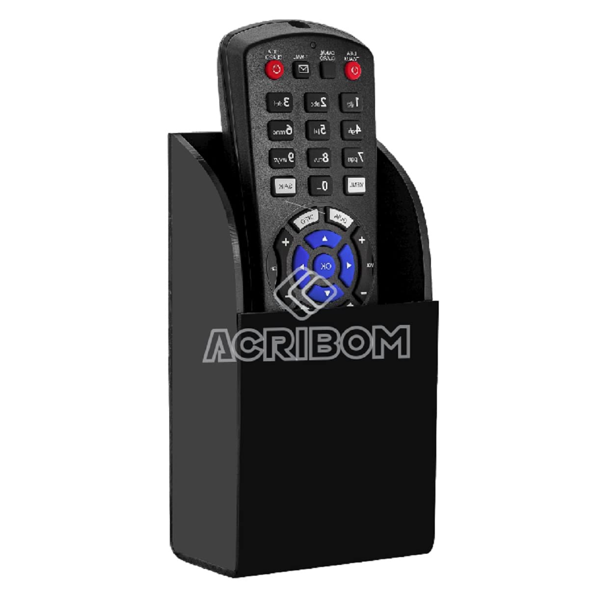 Suporte de Parede em Acrílico Preto Para 1 Controle Remoto de TV ou Ar Condicionado - Porta Controle Remoto - Acribom