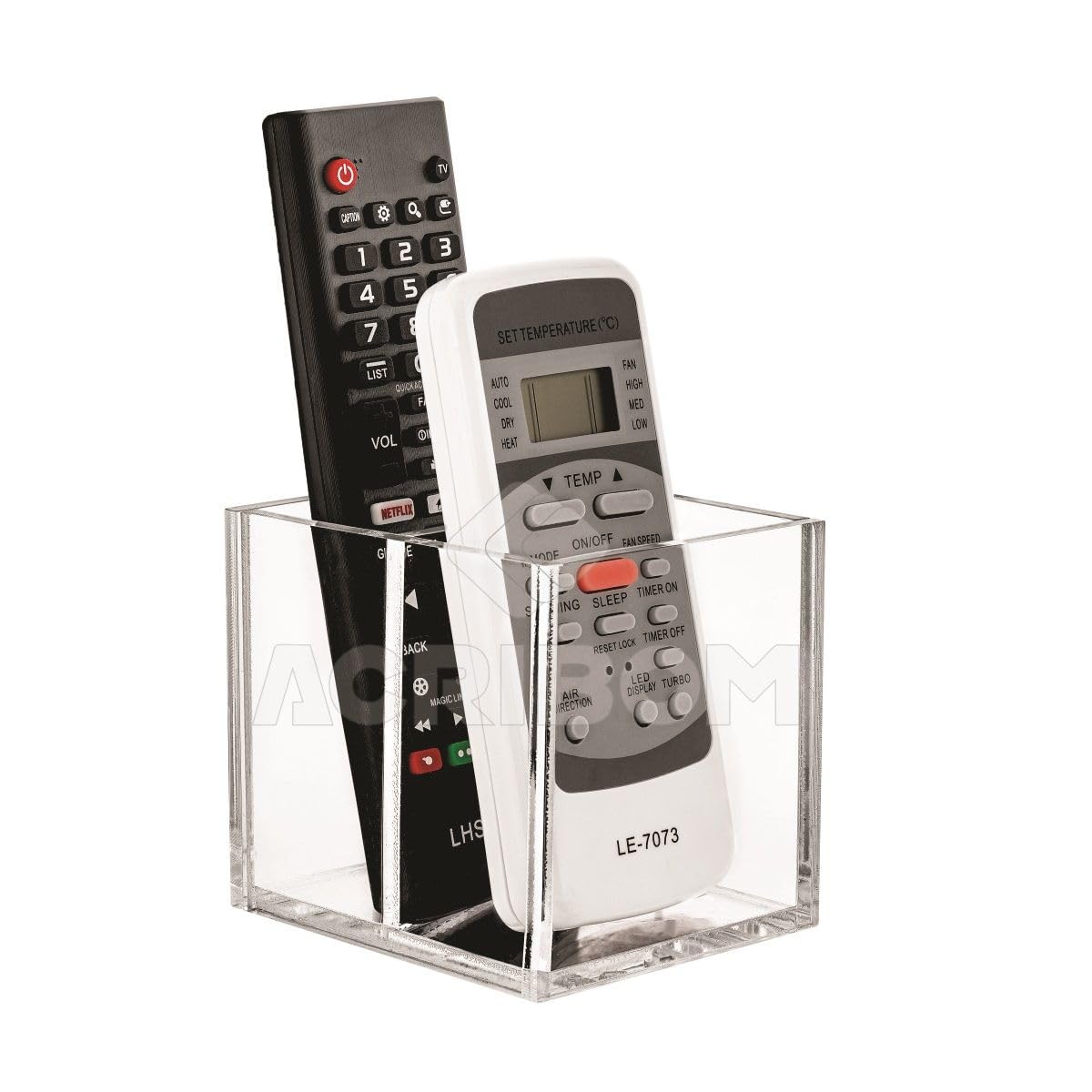 Porta Controle Remoto Duplo/Suporte De Mesa Para Controle Remoto/Organizador de Controles Em Acrílico Transparente/Cristal - Acribom
