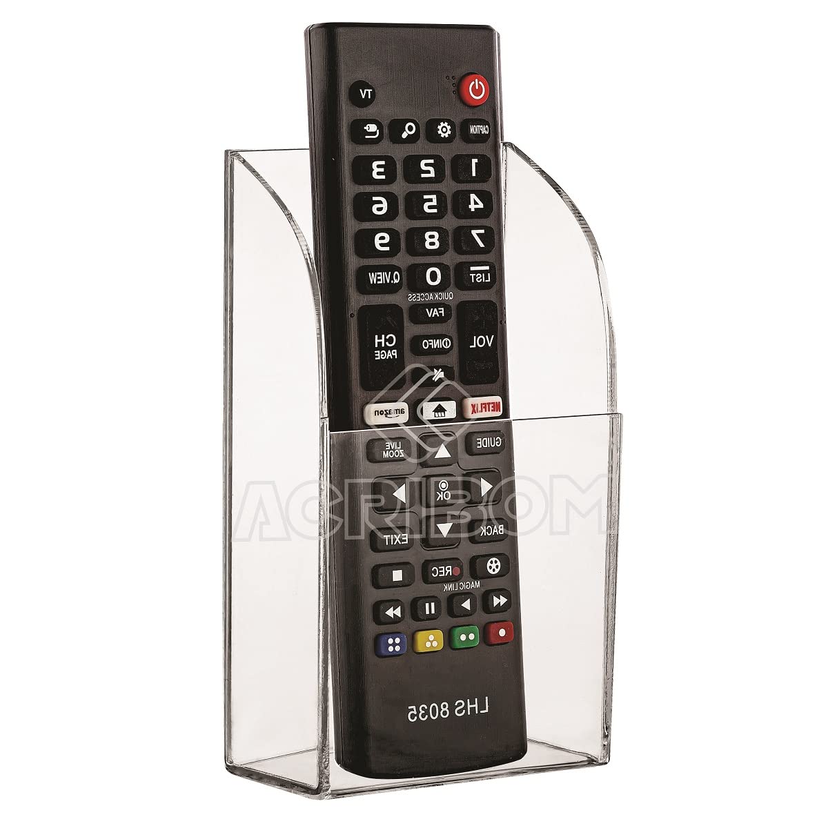 Suporte de Parede em Acrílico Cristal Transparente Para 1 Controle Remoto de TV ou Ar Condicionado - ACRIBOM