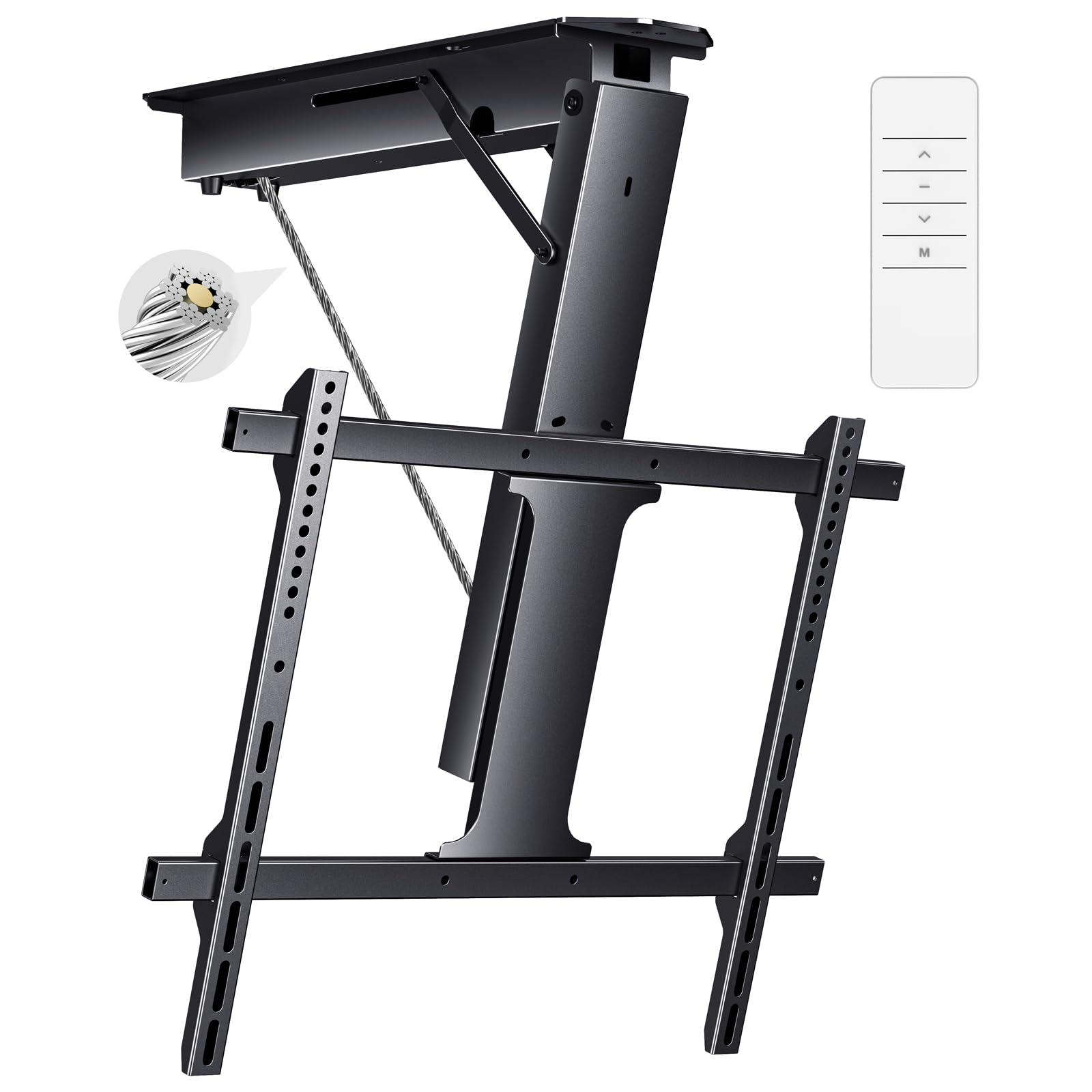 Suporte elétrico para TV de teto com controle remoto VESA Suporte de TV motorizado para telhado inclinado para TVs de tela plana e curva de 32 a 70 polegadas