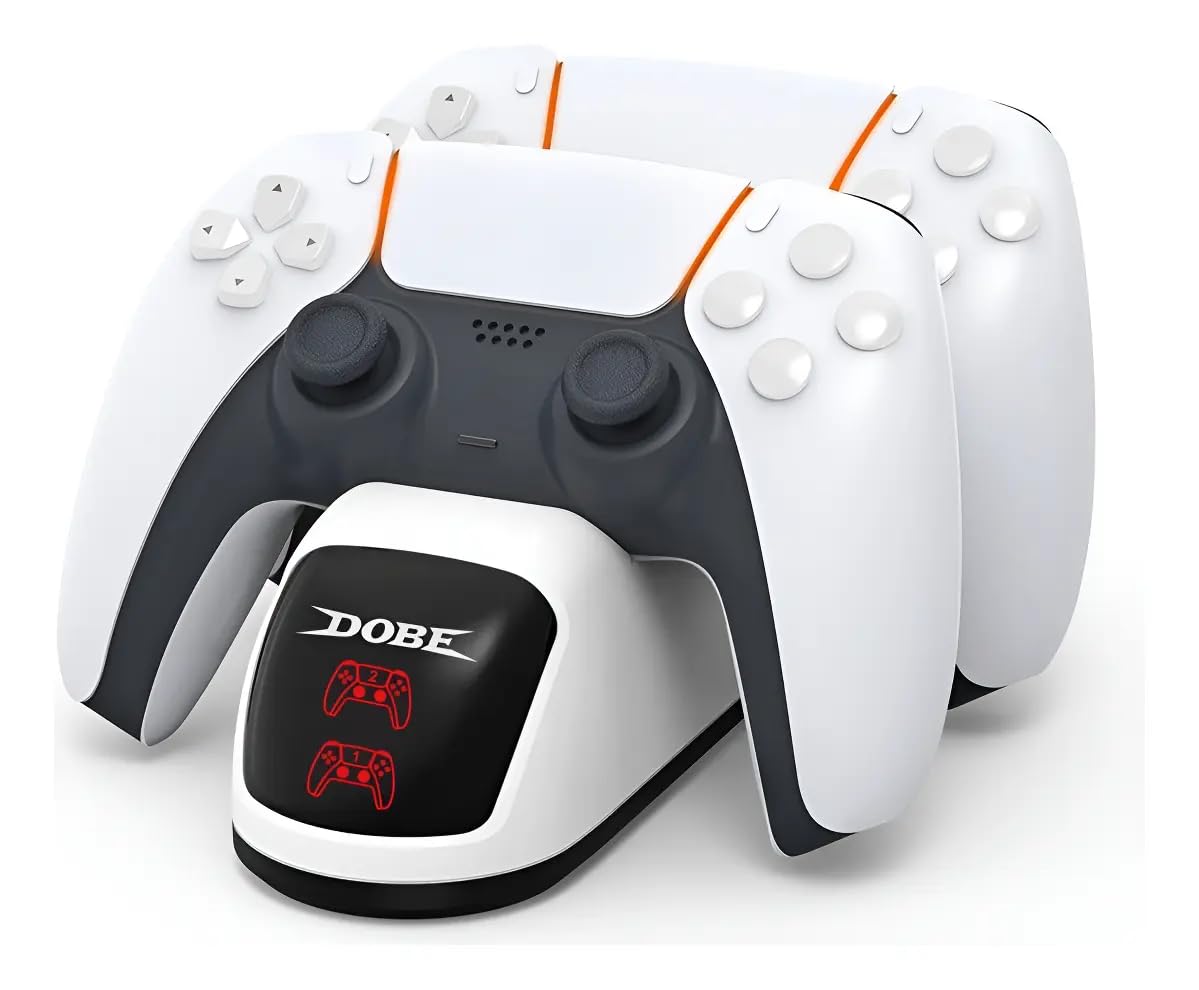 Base Carregadora para Controle PS5 com LED – Suporte Dock Dual Charging para 2 Controles DualSense, Carregamento Rápido USB-C