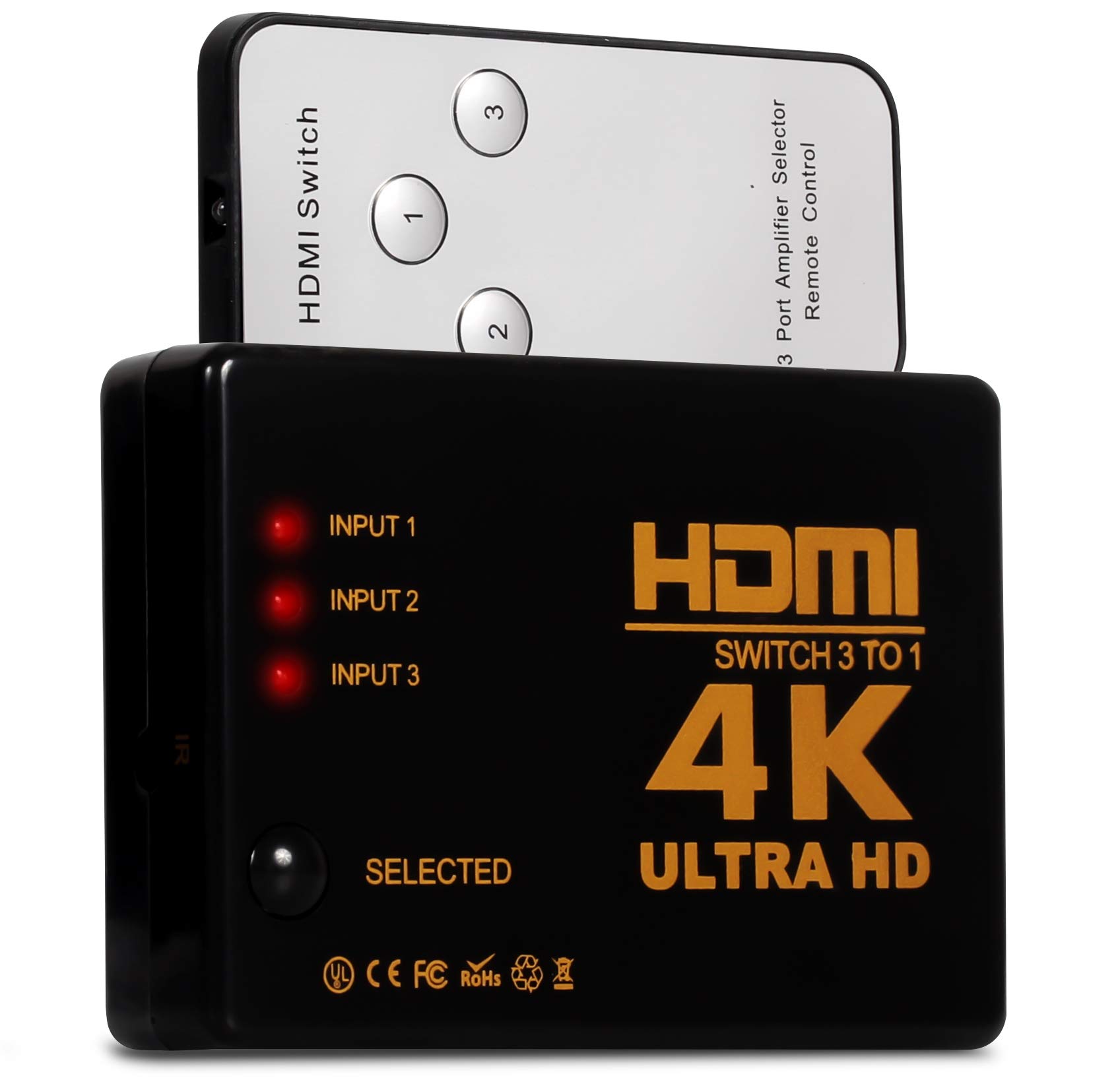 Briwax Hub Switch Hdmi com 3 Entradas e 1 Saída Chaveador Divisor Full HD 1080p 4k 3D Com Controle