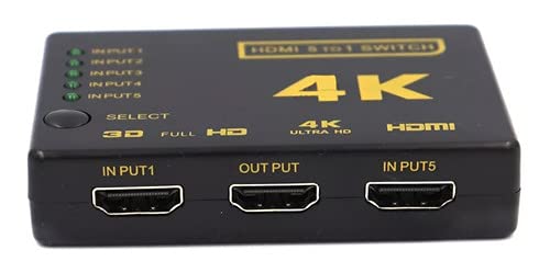 Win Cabos Switch HDMI 5 x 1 portas 4k com Controle Remoto