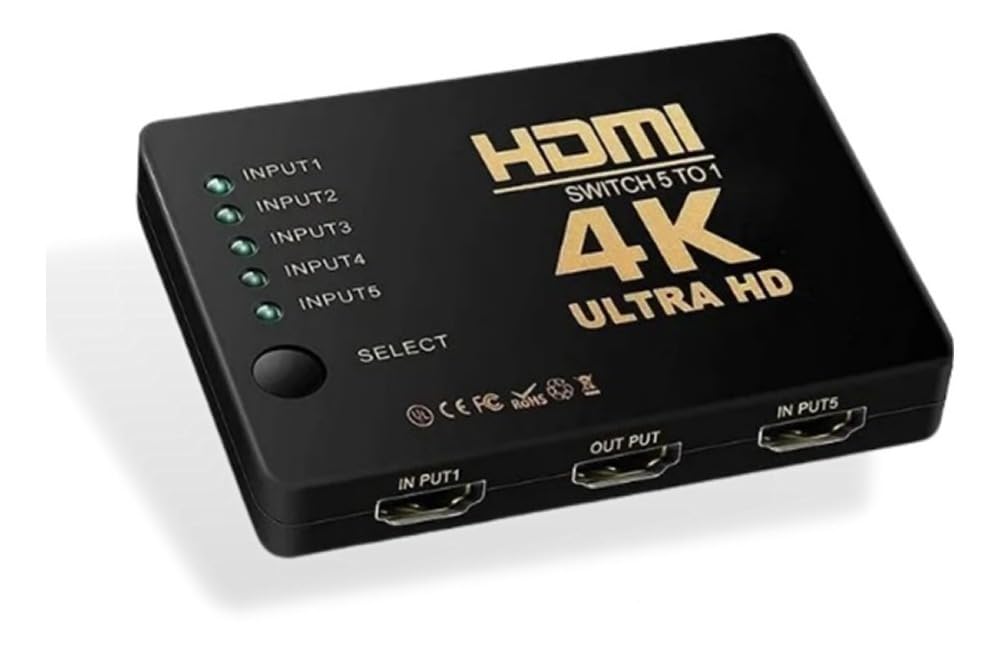 Switch Hdmi 5 X 1 Portas Distribuidor 4k Com Controle Remoto