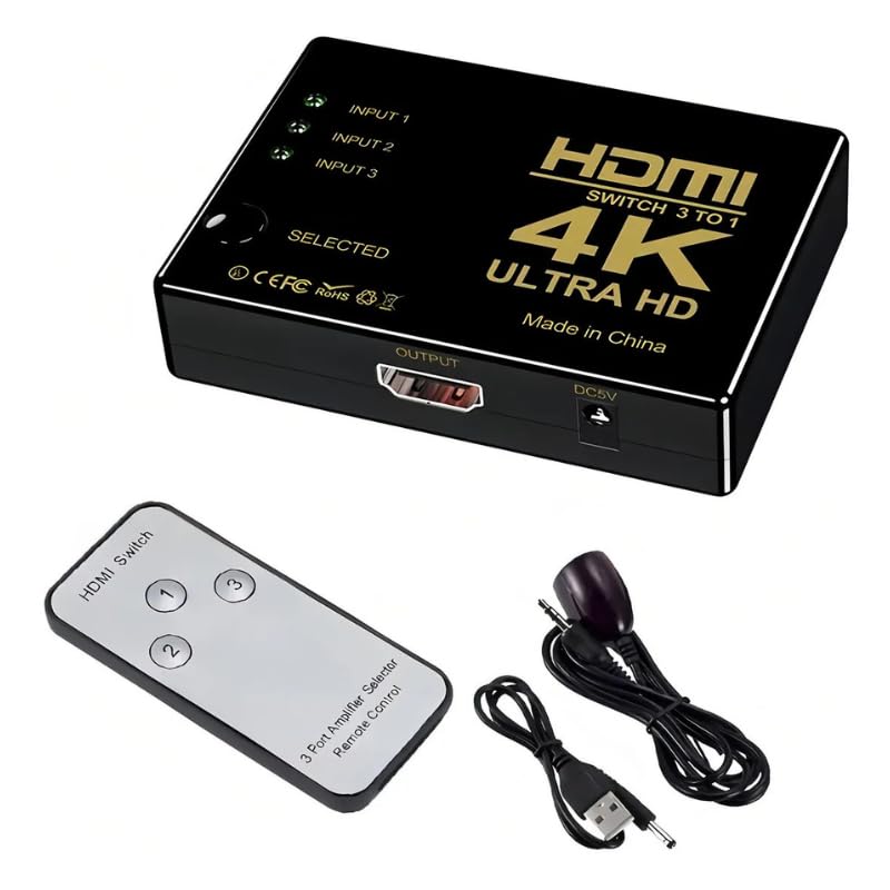 Chaveador HDMI 3x1 Switch Divisor 4K UHD | Com Controle Remoto
