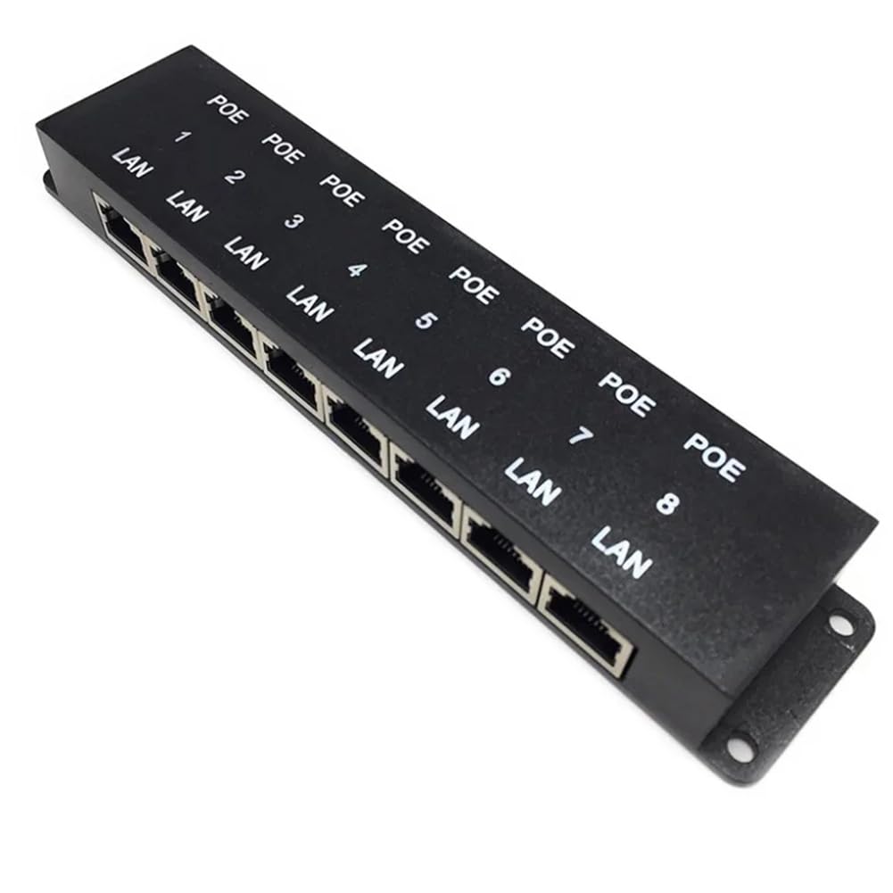 Pasuihcay Passivo POE-8 8 portas 100Mbps para câmera IP Ethernet Power Over Midspan Injector 24V 48V Wireless AP PoE Suporte para dispositivo