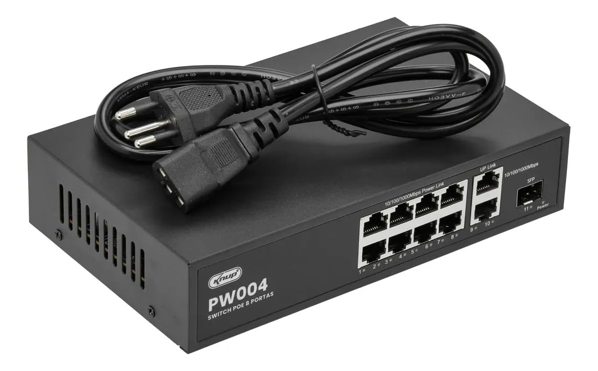 Switch Gigabit De Mesa 8 Portas RJ45 Lan Ethenet Poe Rede 10 / 100 / 1000mbps Bivolt Câmeras Rodeadores