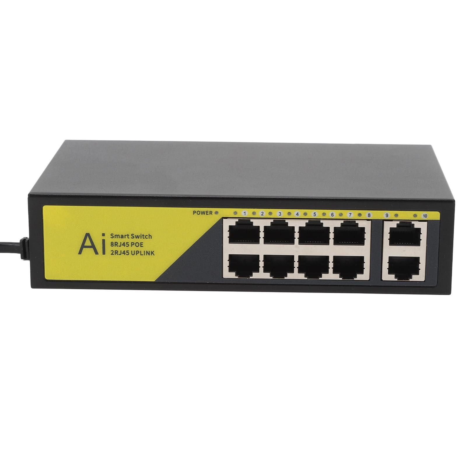 Cryfokt Switch PoE 8 Portas Com Orçamento de Energia de 120W, Caixa (US | Switch Ethernet de 10 portas, 8x 100 Mbps POE, 2 uplink, extensão de 250 m, para câmeras de segurança