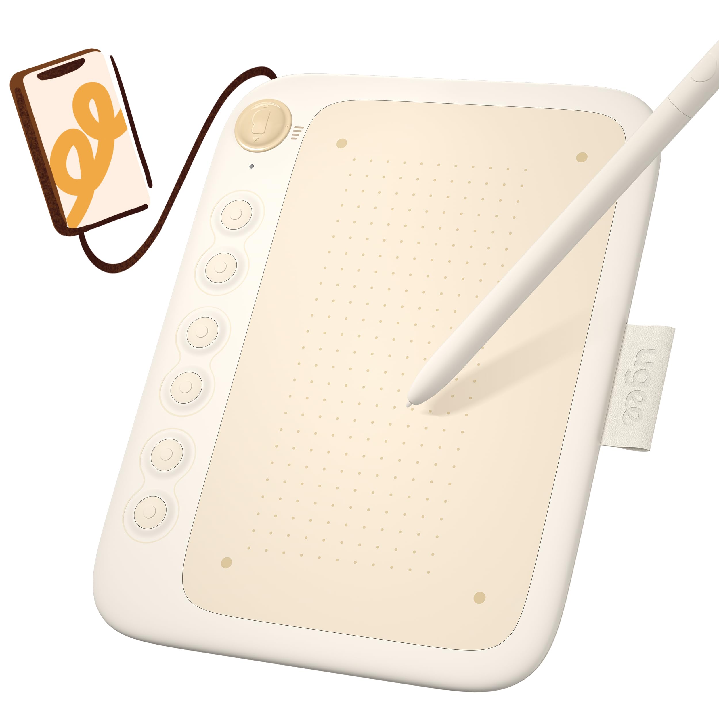 UGEE Tablet de desenho Q6 para telefone Android, tablet gráfico com 6 teclas de atalho, tablet portátil de 16,5 x 10 cm, modo de desenho ajustável, bloco de desenho com caneta sem bateria de 16 K para