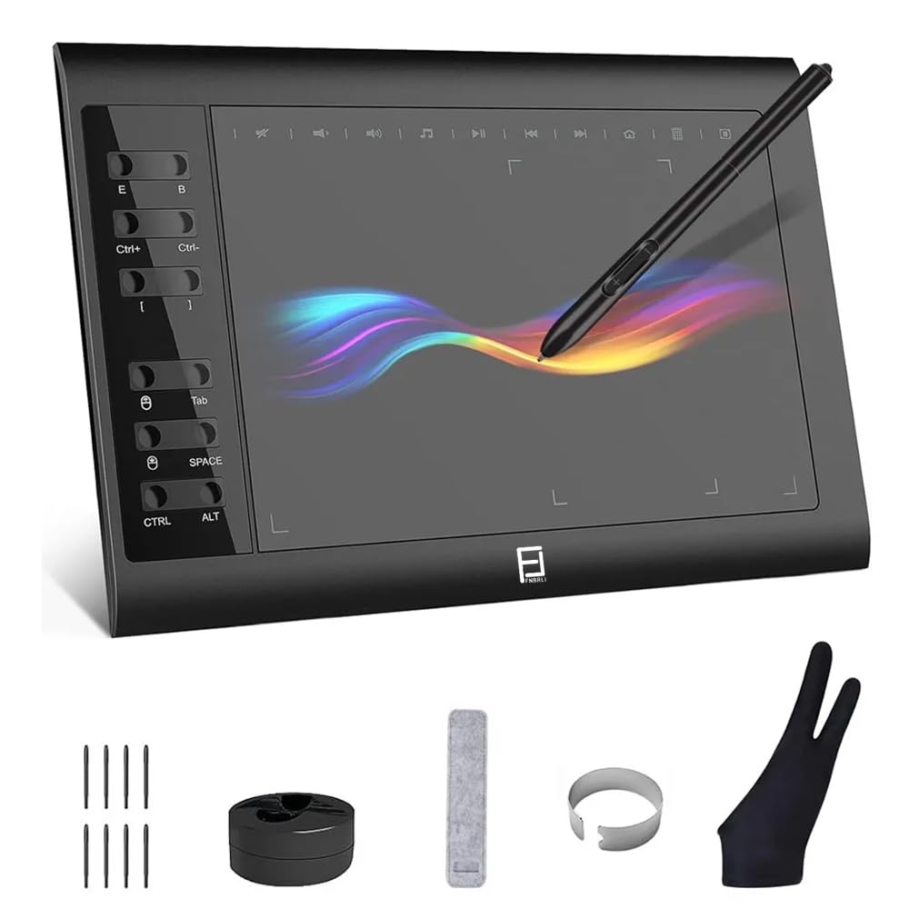 FINYQBET Mesa Digitalizadora 10x6", 8192 Pressão, Caneta Sem Bateria | Compatível com Windows/Android/Mac, para Desenho Digital/Ensino Online/Animação, Tablet Digital