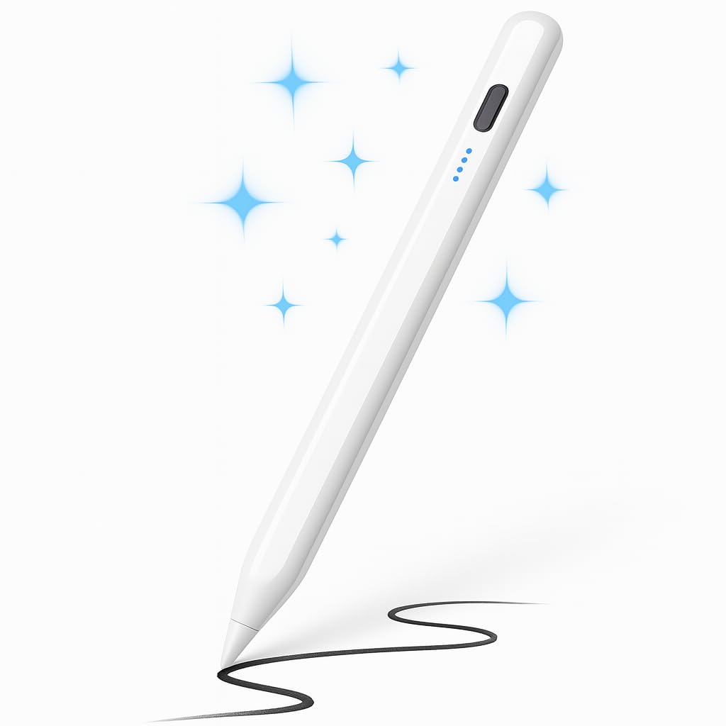 Caneta Stylus Touch Screen Universal Recarregável USB-C para Celular e Tablet, Ponta Fina de Alta Precisão, Compatível com Android e iOS, Caneta Digital Sensível ao Toque (Branco)