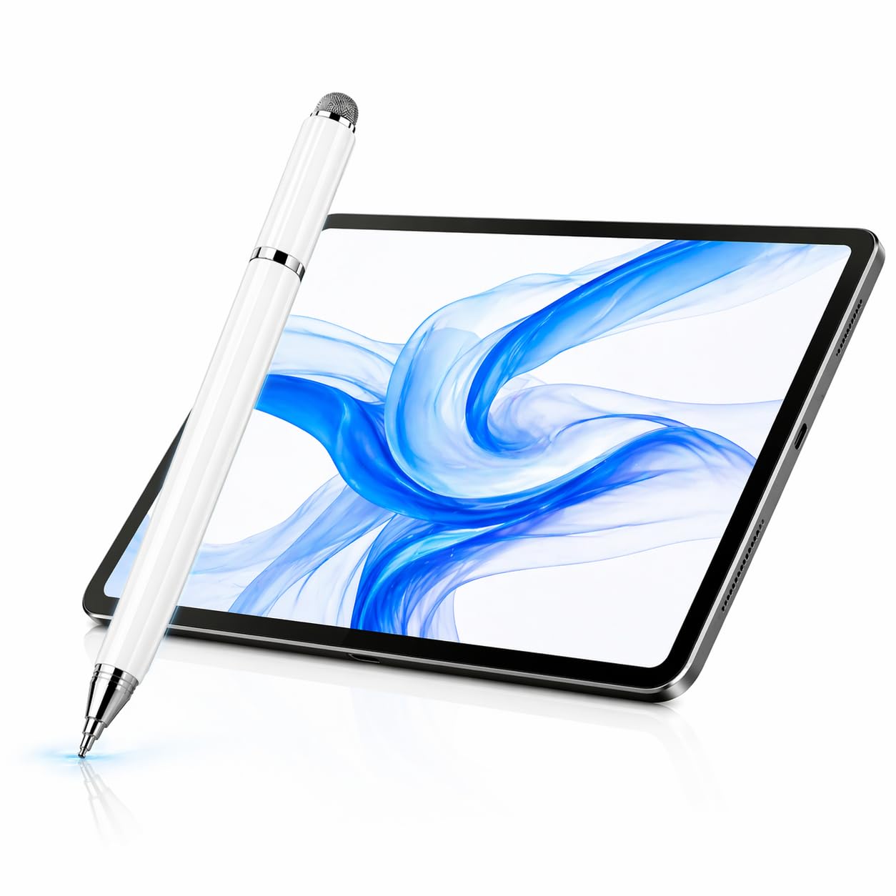Caneta Touch Stylus Universal 2 em 1 Ponta de Fibra e Disco de Precisão, Compatível com Android iOS Tablet e Celular, Alta Sensibilidade, Não Risca Tela, Sem Bluetooth