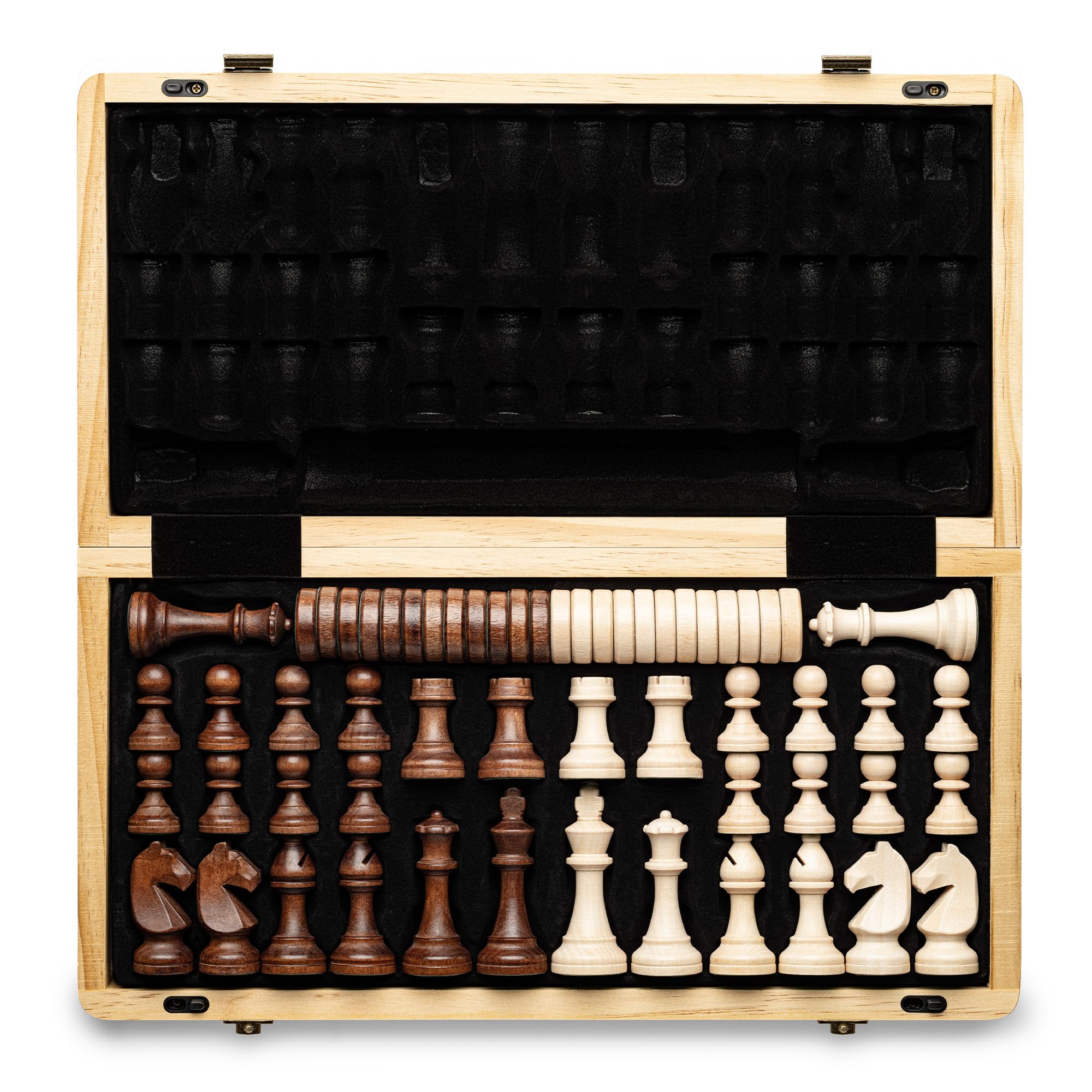 A&A 15 "Conjunto De Xadrez De Madeira Magnética/Tabuleiro Dobrável/3" Rei Altura Alemão Cavaleiro Staunton Peças De Xadrez/Mogno & Maple Incrustado/2 Rainha Extra