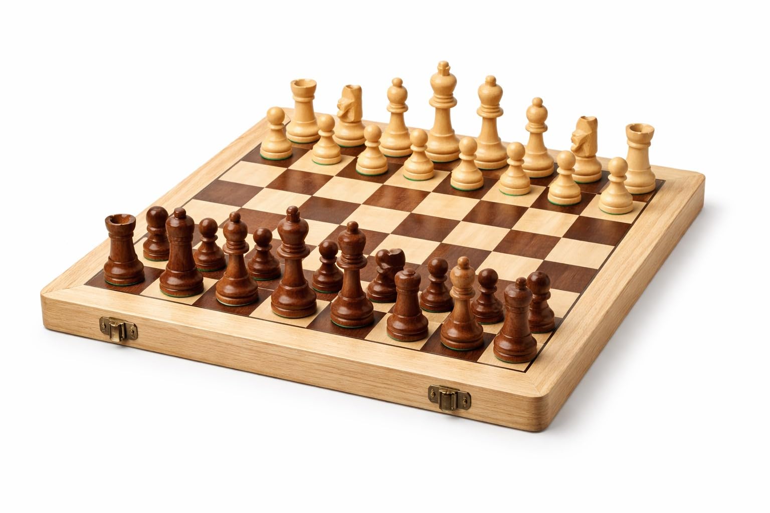 Jogo de Xadrez em Madeira Dobrável 30x30cm com Estojo Organizador
