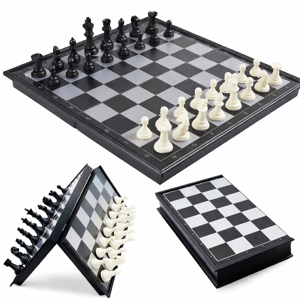 Jogo de Xadrez Magnético 31x31cm Dobrável Portátil 36 Peças Premium