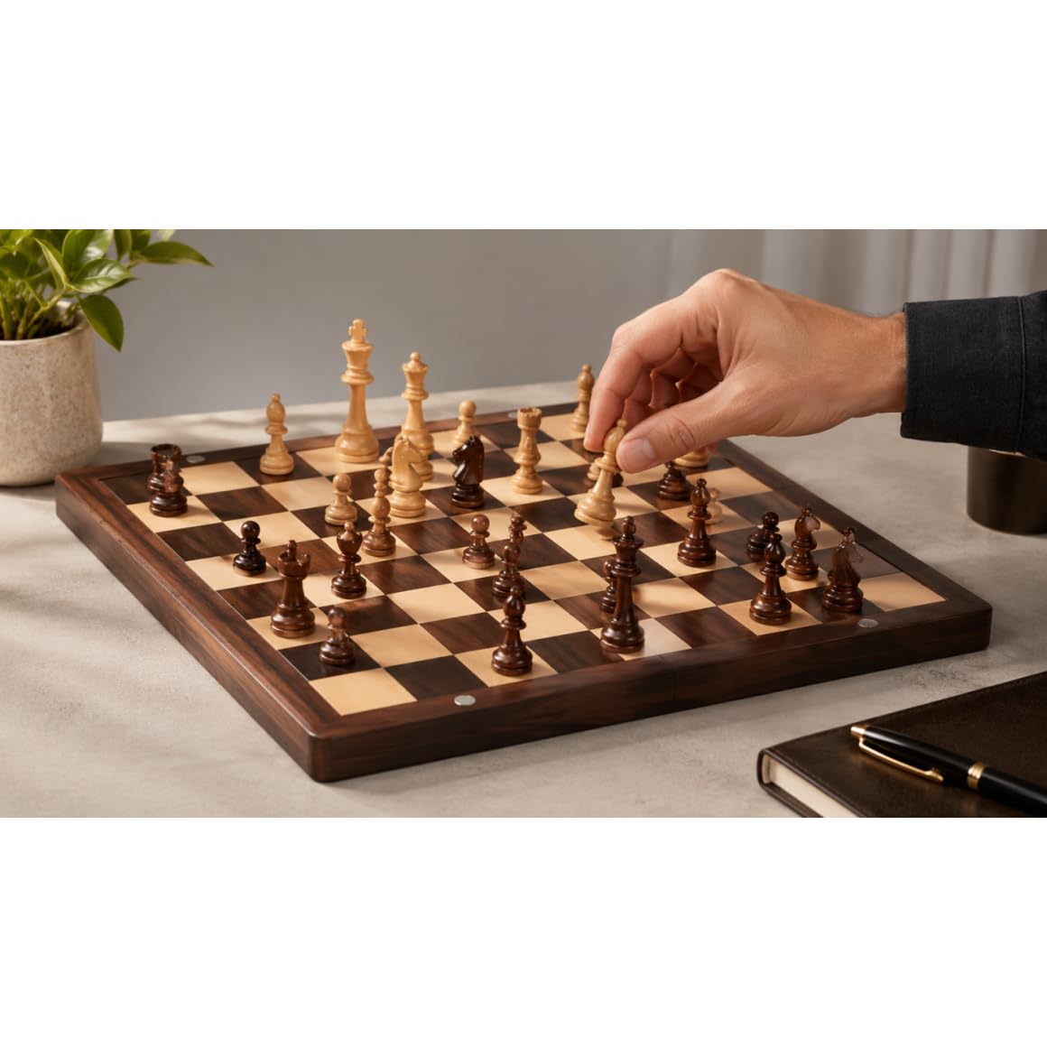 Conjunto de Xadrez Premiun luxo Magnético Dobrável de Madeira, com Armazenamento, Portátil, 39x39 cm, para Crianças e Adultos