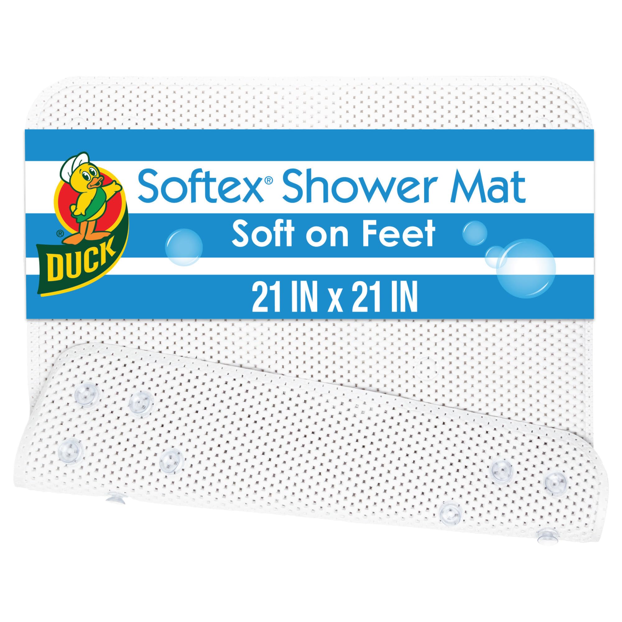 Duck Tapete de chuveiro da marca Softex, lavável na máquina, 53 x 53 cm, branco, antiderrapante (285154)