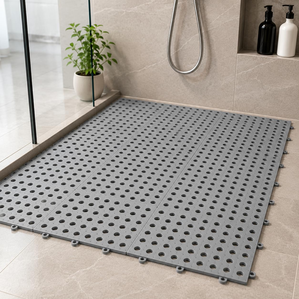 Tapete Antiderrapante Modular para Banheiro e Box Kit 6 Peças 30 x30 cm