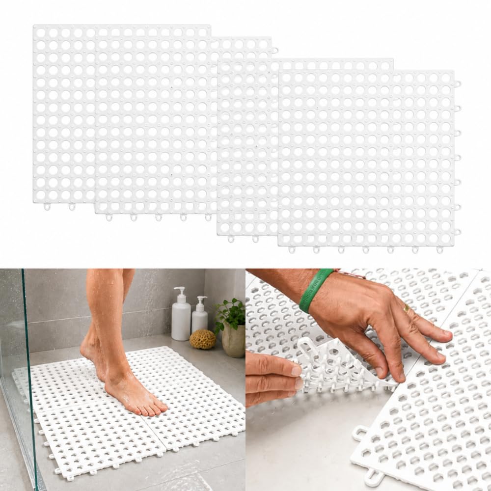 Kit 4 Tapetes Antiderrapantes para Banho Box Banheiro (Kit 4 Branco)