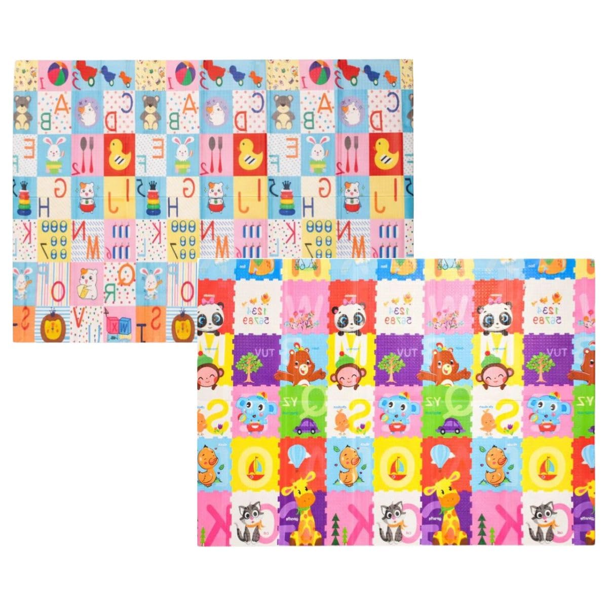 Tapete de Atividades Infantil Tatame Portátil dos Bebês e Crianças, Dupla Face, Dobrável, Macio, Gigante - Fácil de Guardar (GIRAFA)