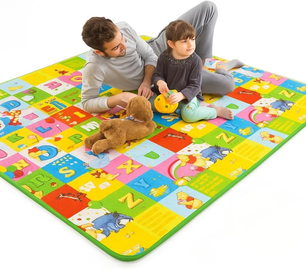 Tapete de Atividades Infantil Térmico Dobrável 1,80x1,20m para Bebê Antiderrapante Impermeável Confortável Isolante Térmico Rolo Engatinhar Brincar Quarto