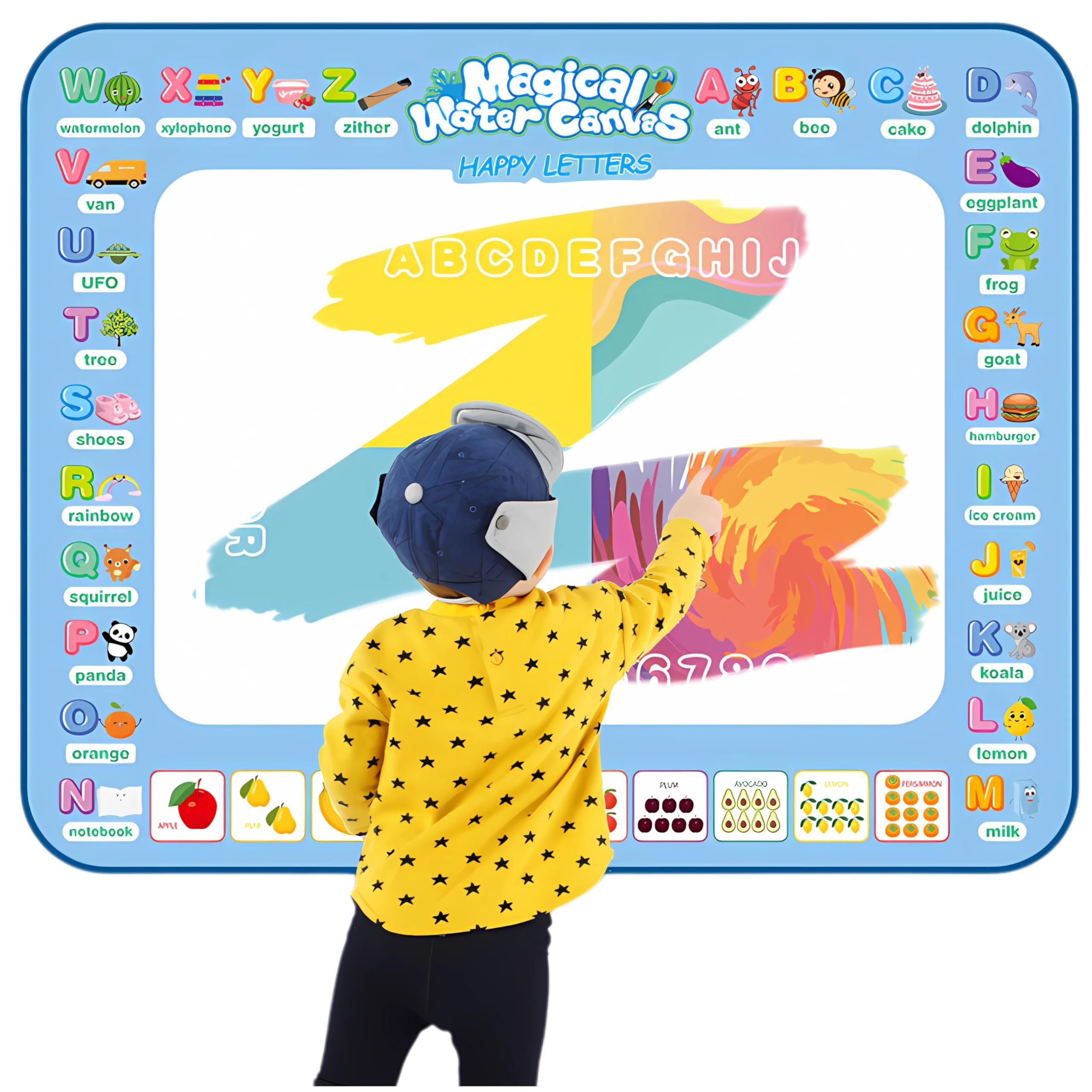 Tapete De Atividades Infantil Grande Mágico Impermeável Para Bebês Brinquedo Interativo Autismo Lousa Mágica Montessori Caneta Reutilizável Para Desenhar Com Água (Dinossauros)