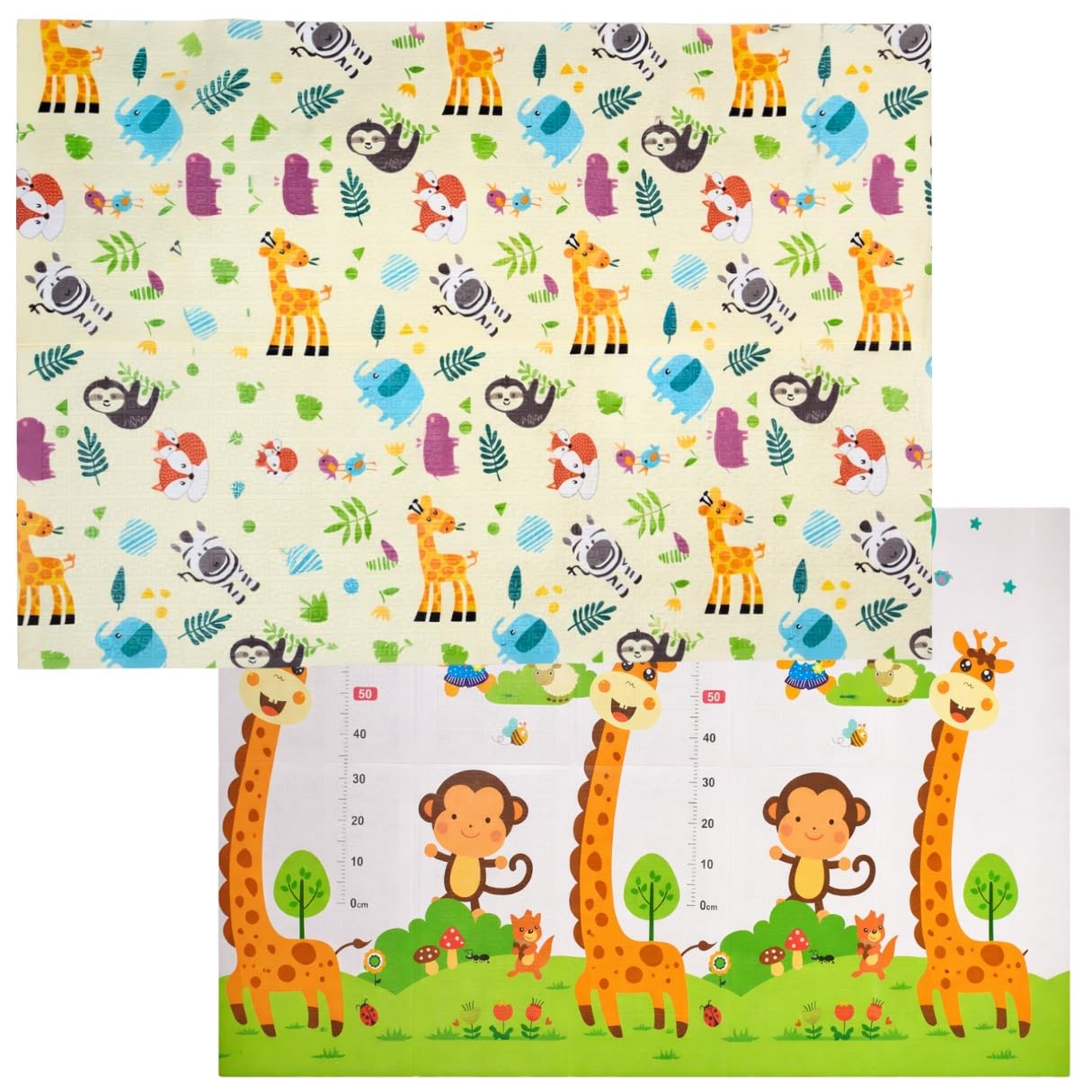 Shaolong Baby Tapete de Atividades Infantil 8MM Tatame Portátil dos Bebês e Crianças, Dupla Face, Dobrável, Macio, Gigante - Fácil de Guardar (Bichinhos)