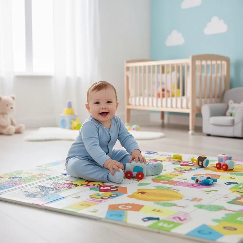 Tapete de Atividades Infantil Bebê Tatame Emborrachado, 180 x 120cm, Antiderrapante Impermeável Térmico Atóxico Educativo Alfabeto e Animais para Engatinhar