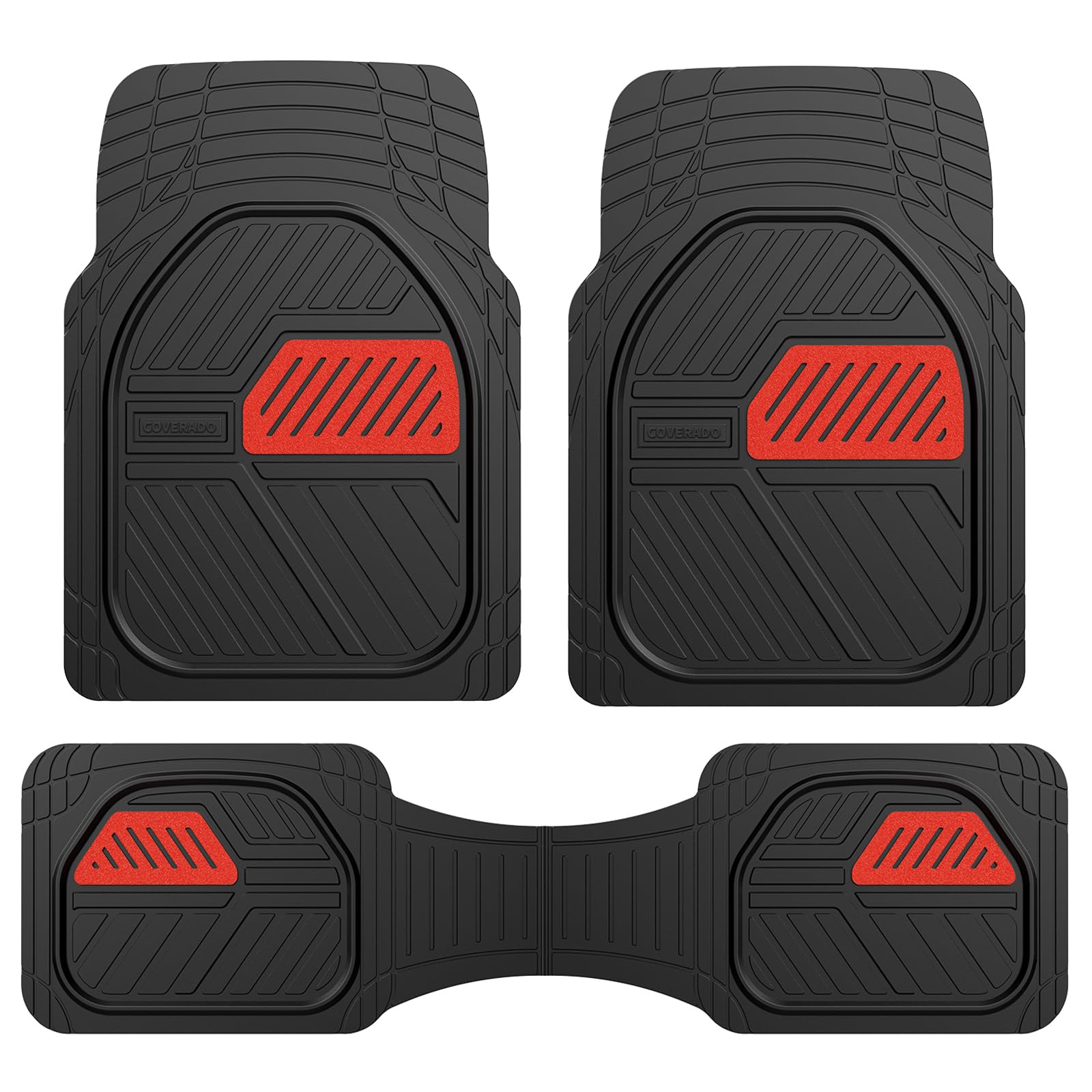 Coverado Tapetes de carro à prova d'água para todos os climas, conjunto de tapetes antiderrapantes para carro, tapetes de borracha resistente para carros, acabamento universal para tapetes automotivos